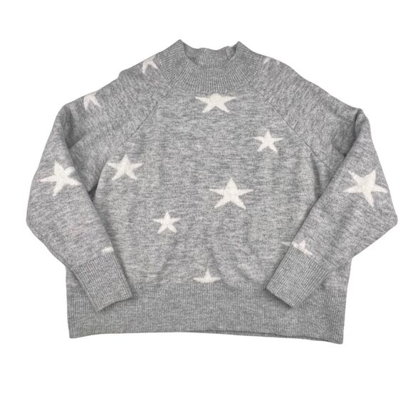 Meijer Sweater Womens 2X Gray Celestial Star Mock Neck Knit Casual Cozy Sweater - Picture 1 of 9